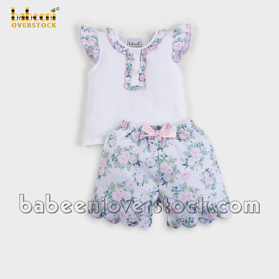 Floral printed girl clothing set - BB2366